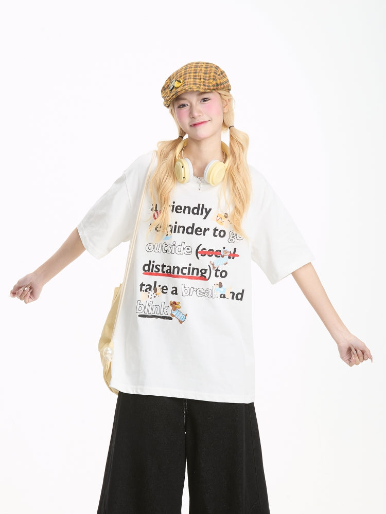 Funny Dog Letter Print Short Sleeve T-Shirt