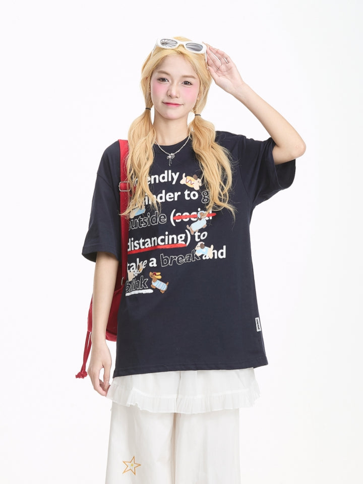 Funny Dog Letter Print Short Sleeve T-Shirt