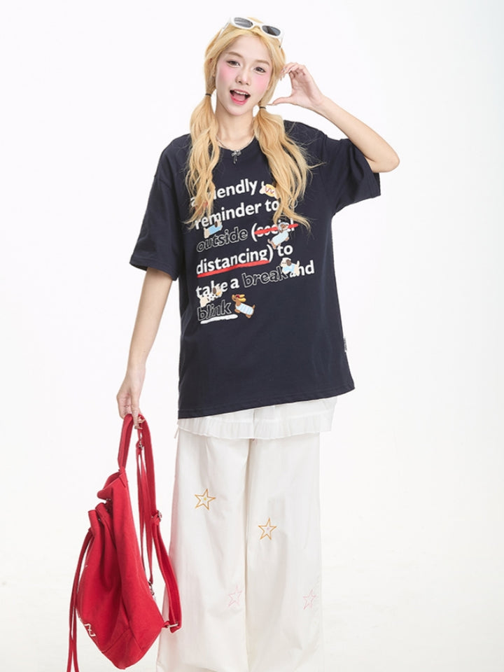 Funny Dog Letter Print Short Sleeve T-Shirt