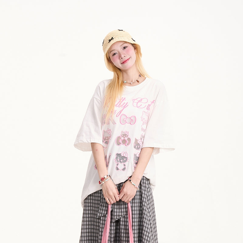 Kitty Patch Embroidered Short Sleeve T-Shirt