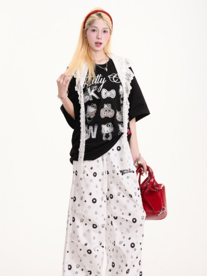 Kitty Patch Embroidered Short Sleeve T-Shirt