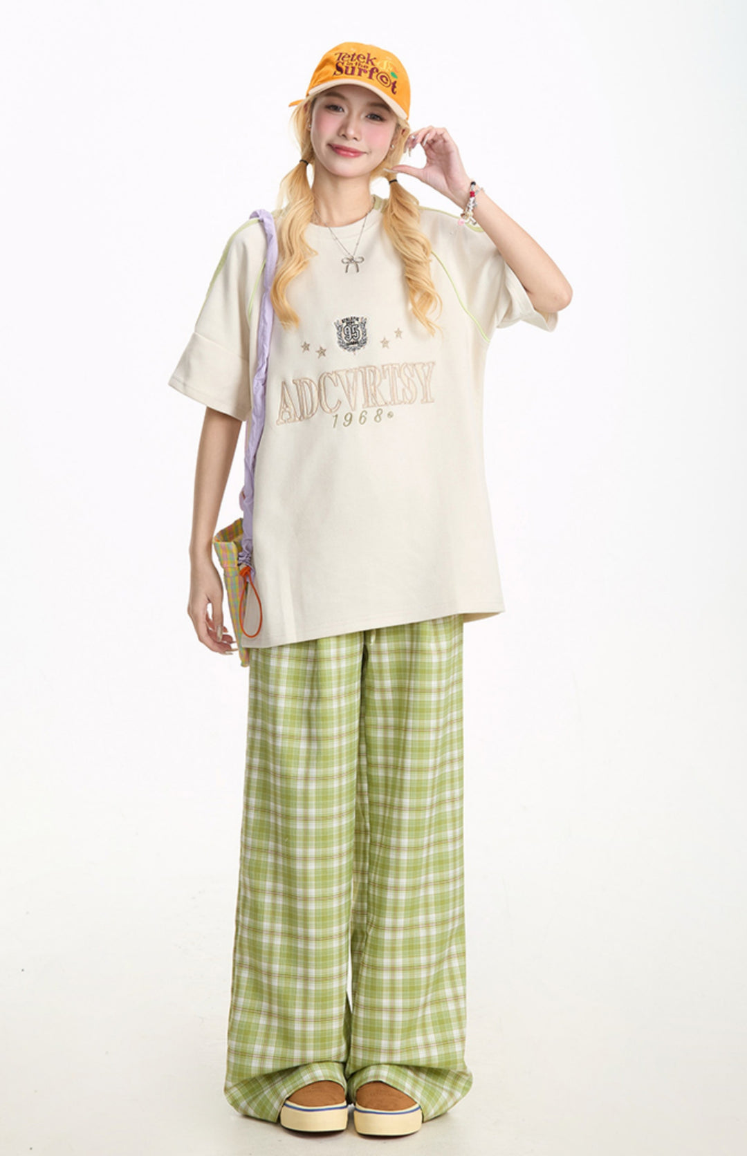 Preppy Style Letter Embroidered Short Sleeve T-Shirt