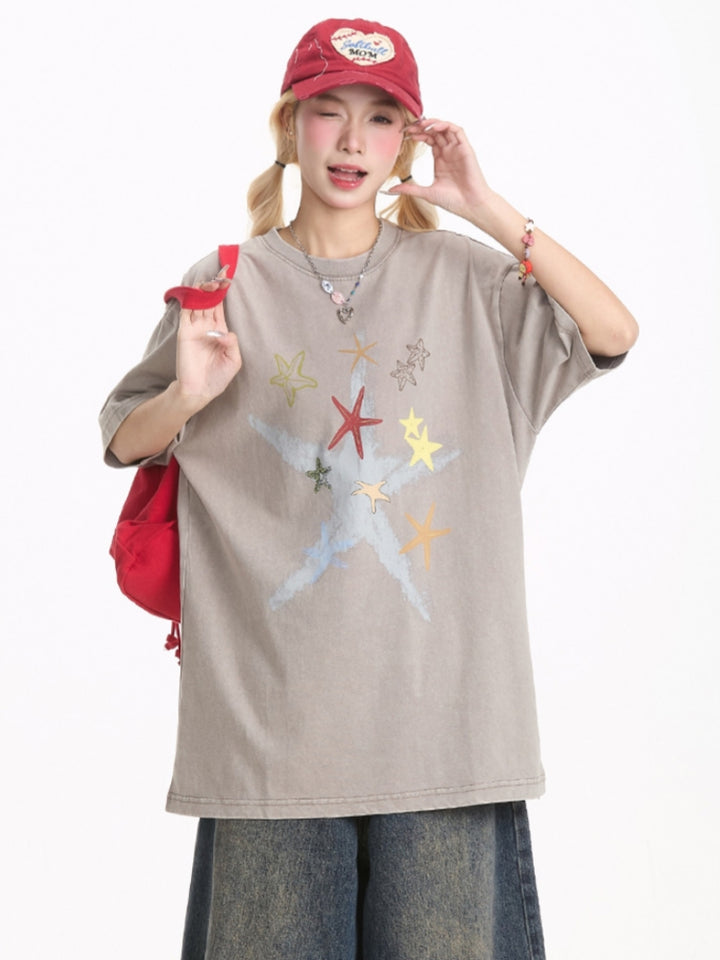 Summer Puppy Embroidered Short Sleeve T-Shirt