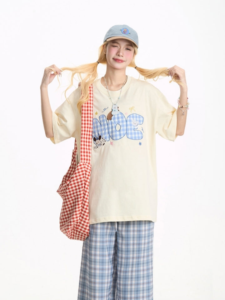 Cute Puppy Embroidered Short Sleeve T-Shirt