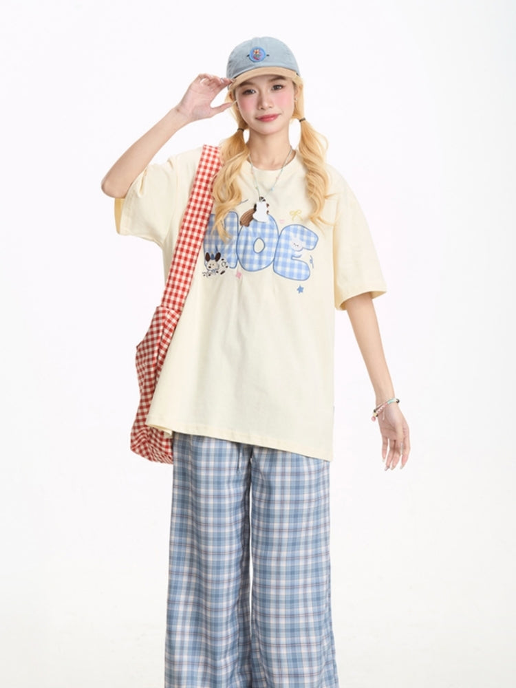 Cute Puppy Embroidered Short Sleeve T-Shirt