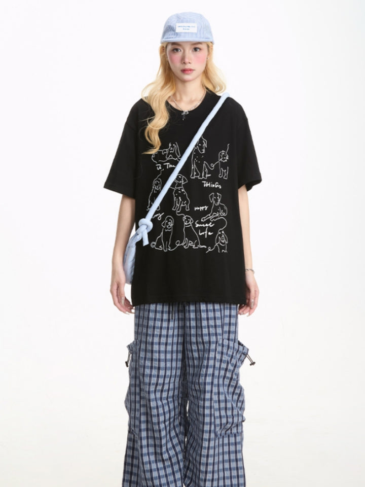 Dog Print Summer Short-Sleeve T-shirt