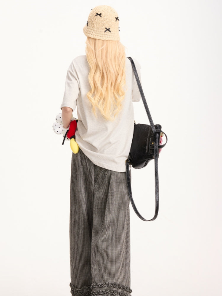 Kitten Embroidery 3D Apple Short-Sleeve T-shirt