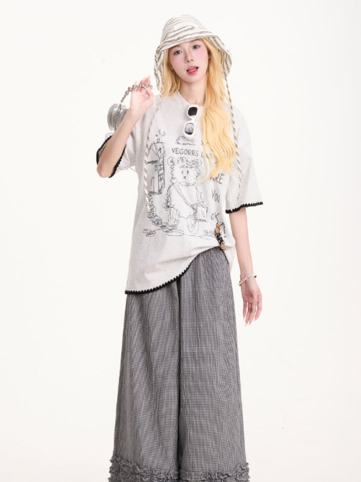 Bear Print Summer Short-Sleeve T-shirt