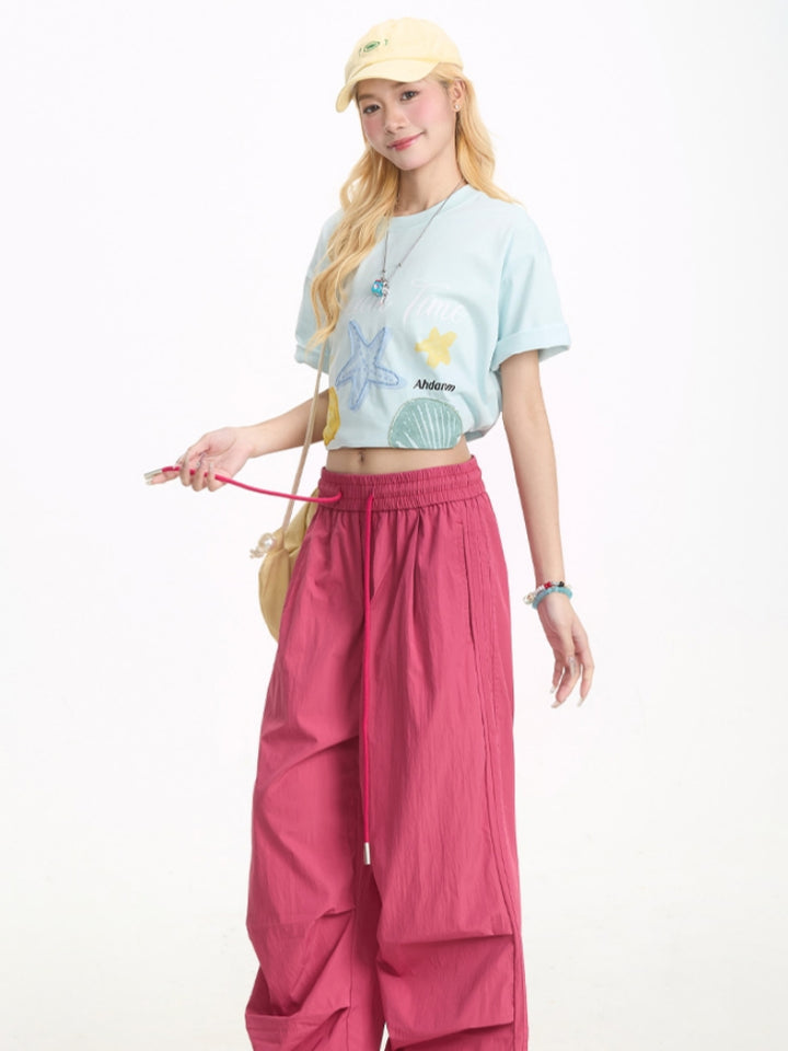 Summer Cartoon Seashell Print Short-Sleeve T-shirt