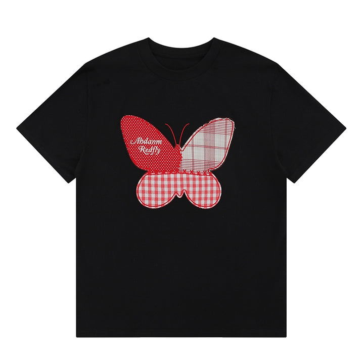 Summer Butterfly Appliqué Short-Sleeve T-shirt