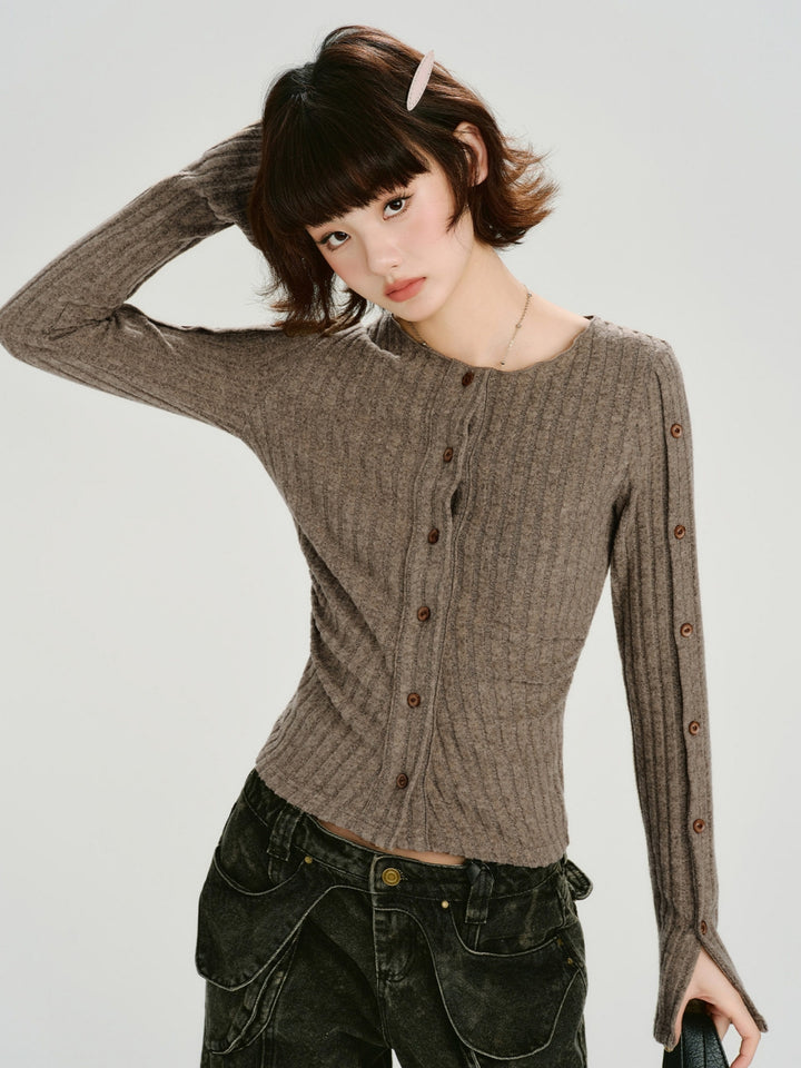 American Retro Ribbed Slim Fit Tops