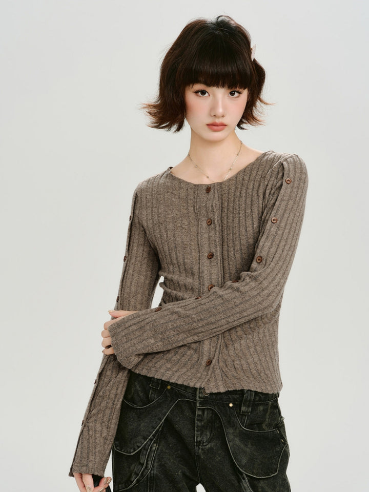 American Retro Ribbed Slim Fit Tops