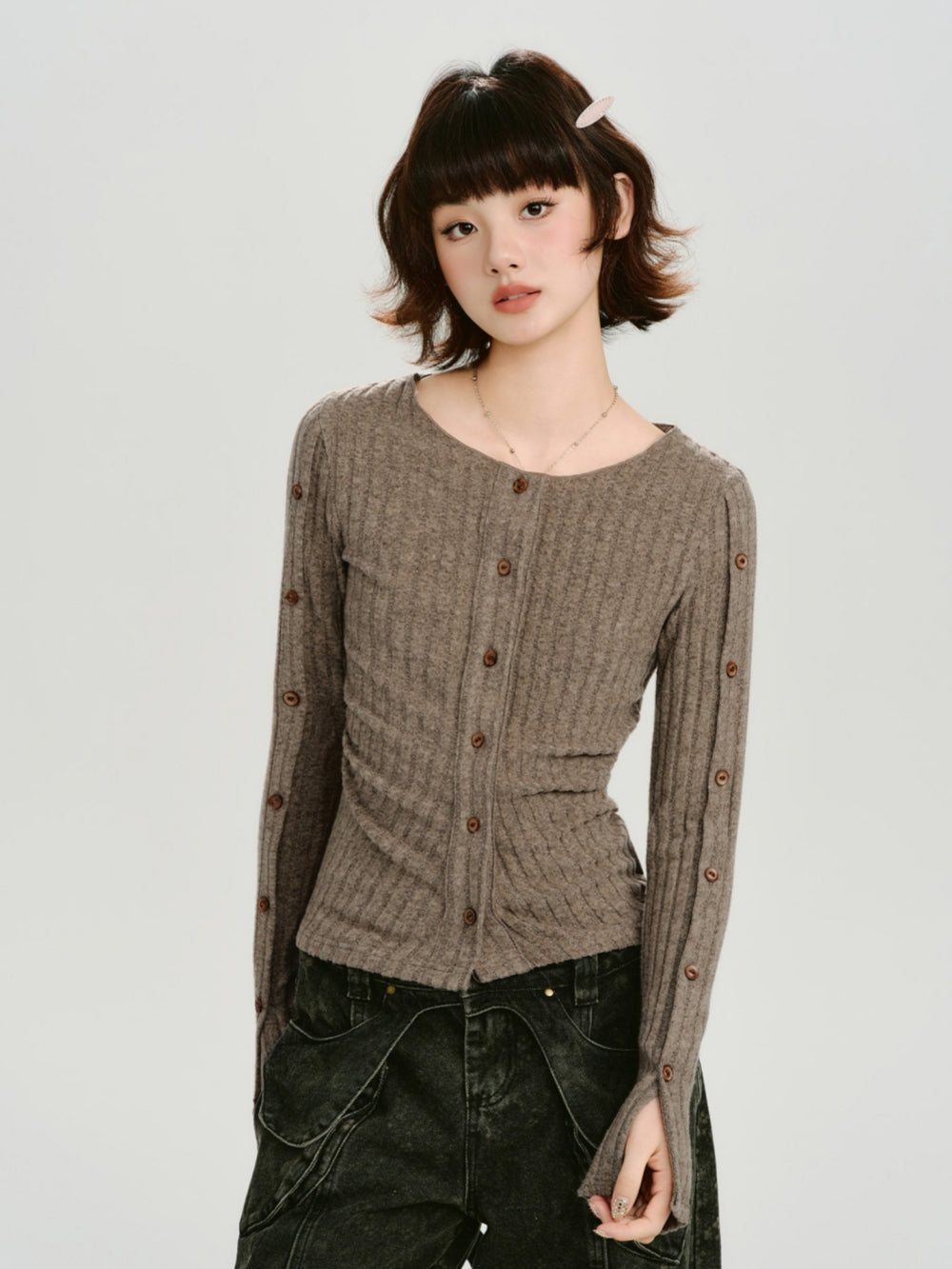 American Retro Ribbed Slim Fit Tops
