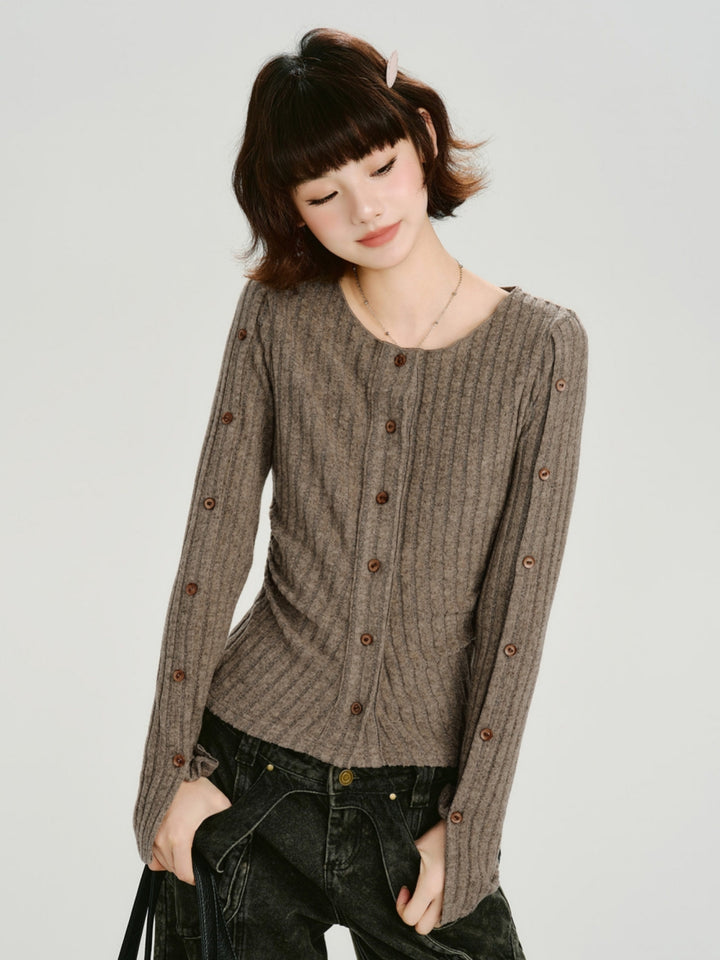 American Retro Ribbed Slim Fit Tops