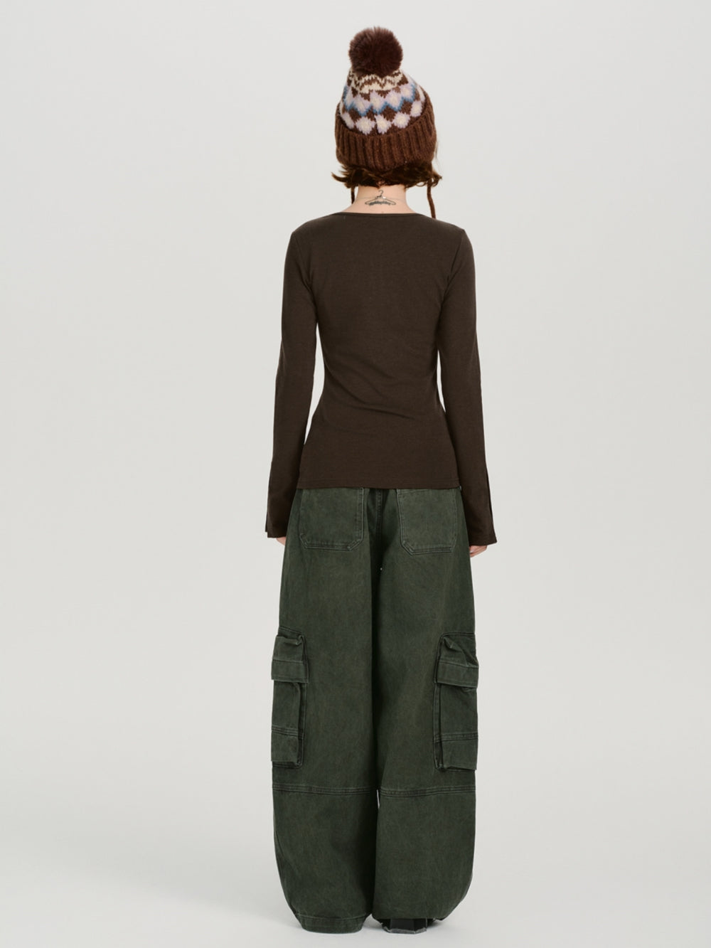 Vintage Graphic Print Henley Long Sleeve Tops