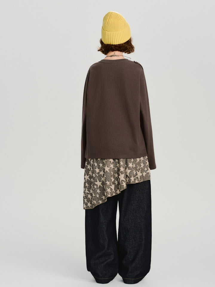 Vintage Postmark Graphic Oversized Long Sleeve Tops