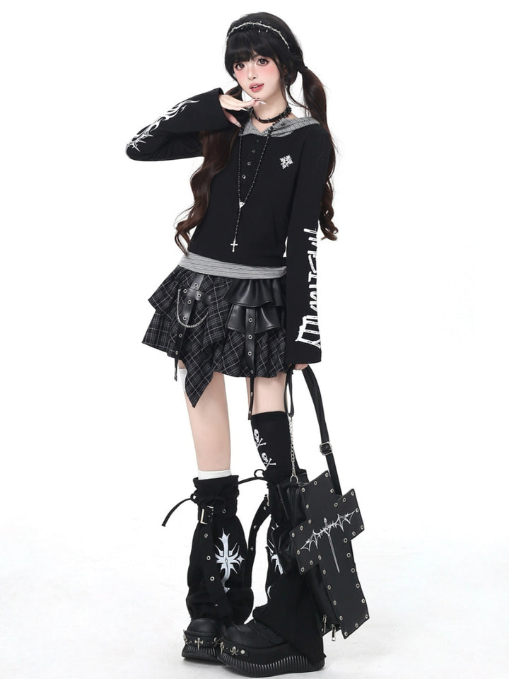 Gothic Noir Layered Hooded Tops