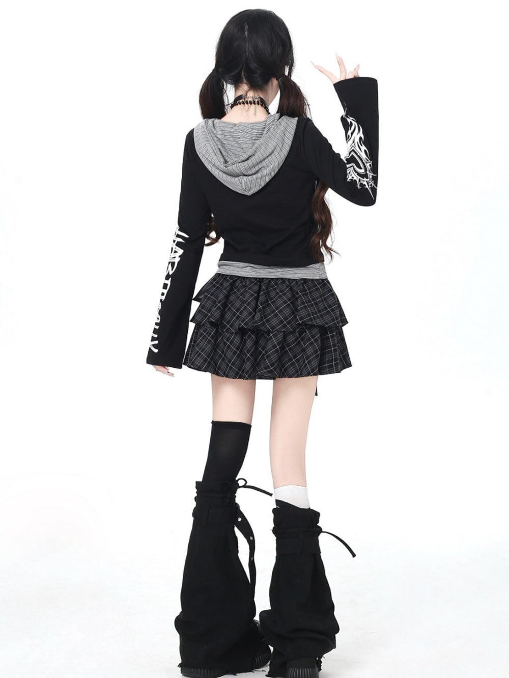 Gothic Noir Layered Hooded Tops