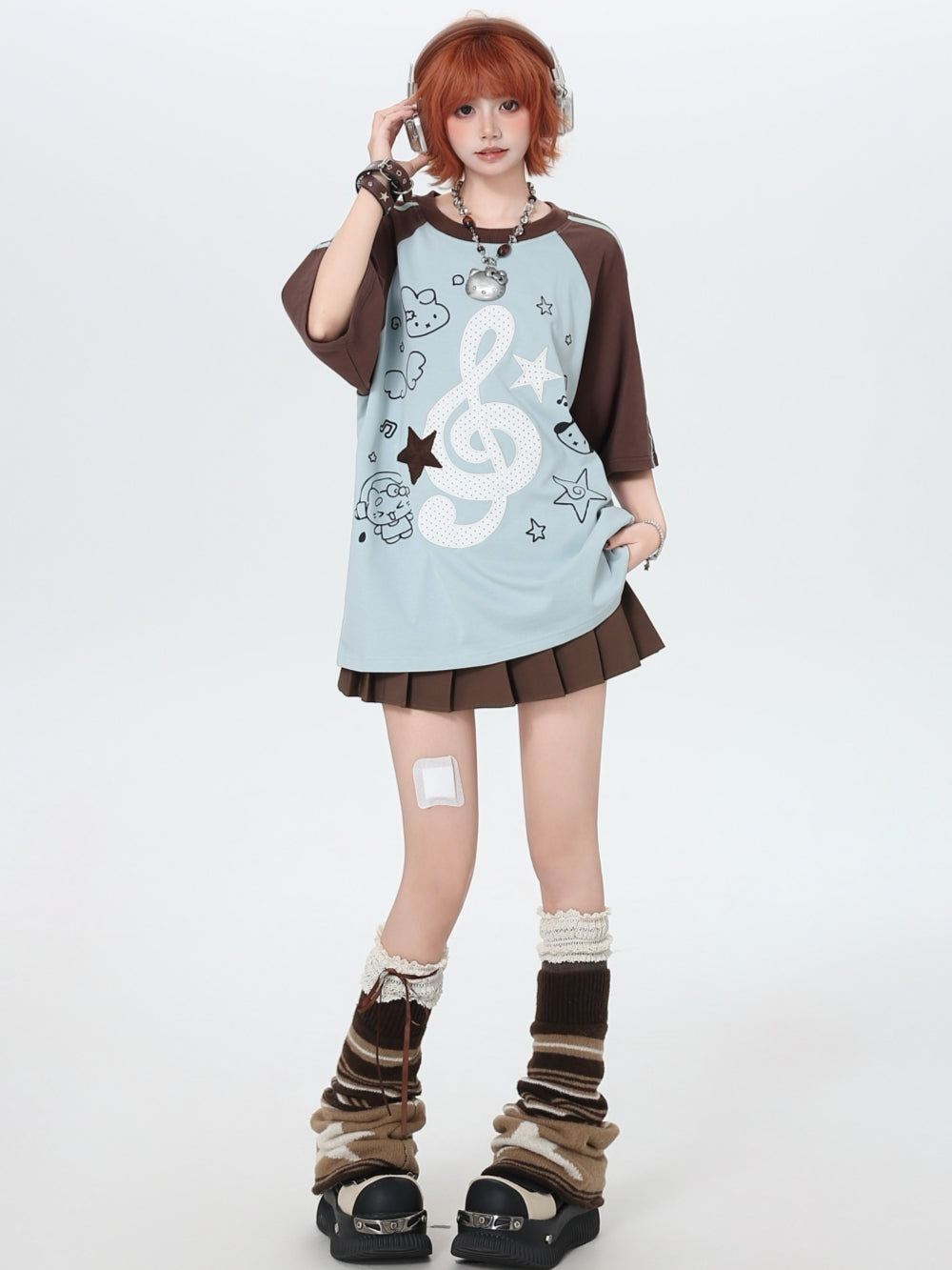 Music Note Oversized Graphic T-shirt