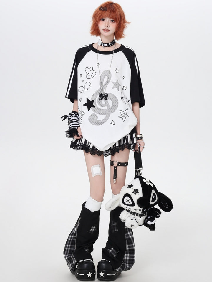 Music Note Oversized Graphic T-shirt