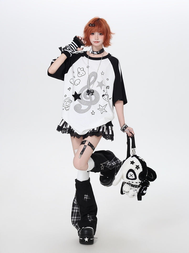 Music Note Oversized Graphic T-shirt