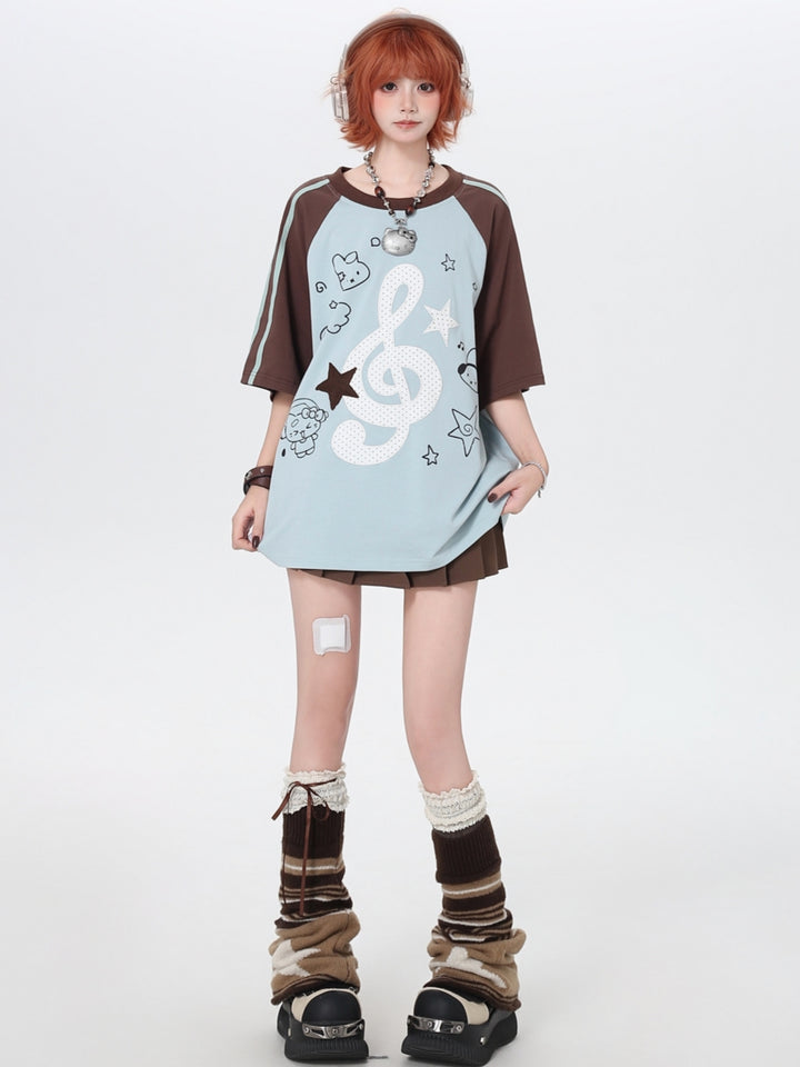 Music Note Oversized Graphic T-shirt