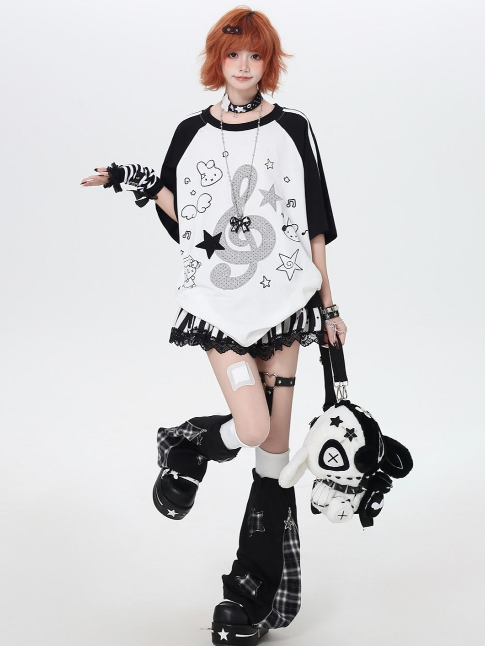 Music Note Oversized Graphic T-shirt