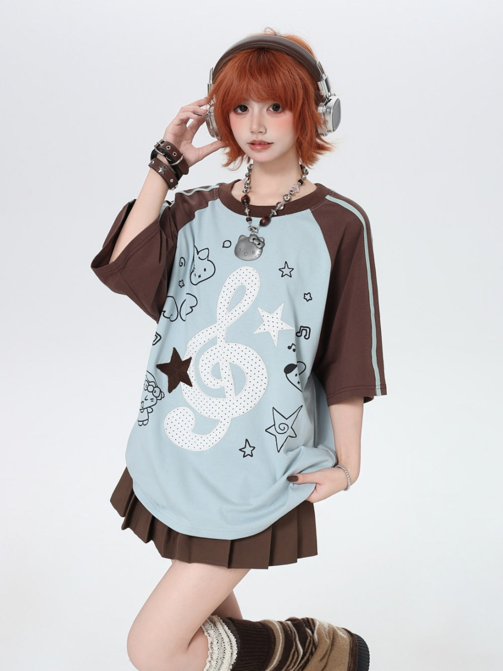 Music Note Oversized Graphic T-shirt