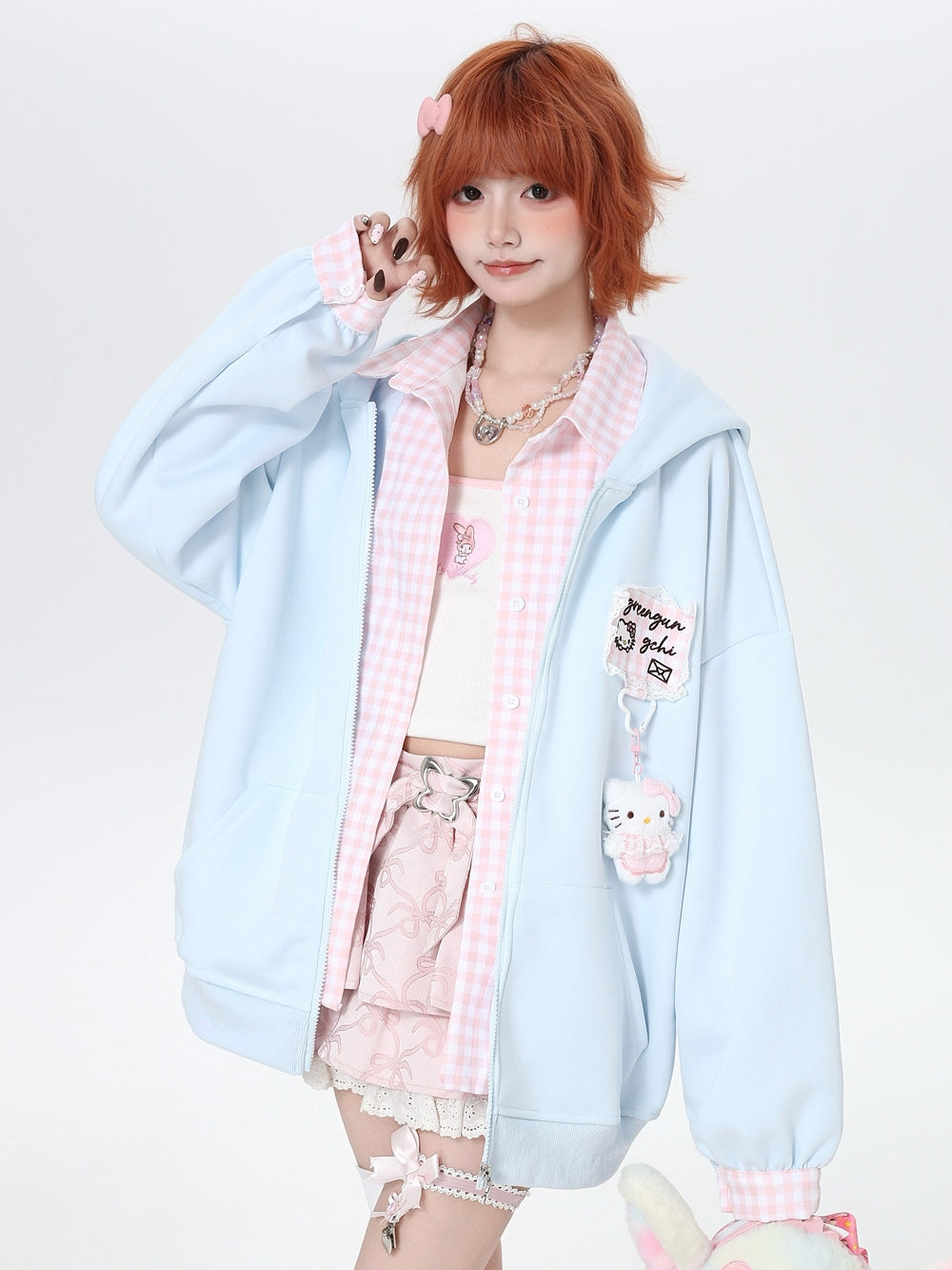 Pastel Kitten Patch Oversized Jacket