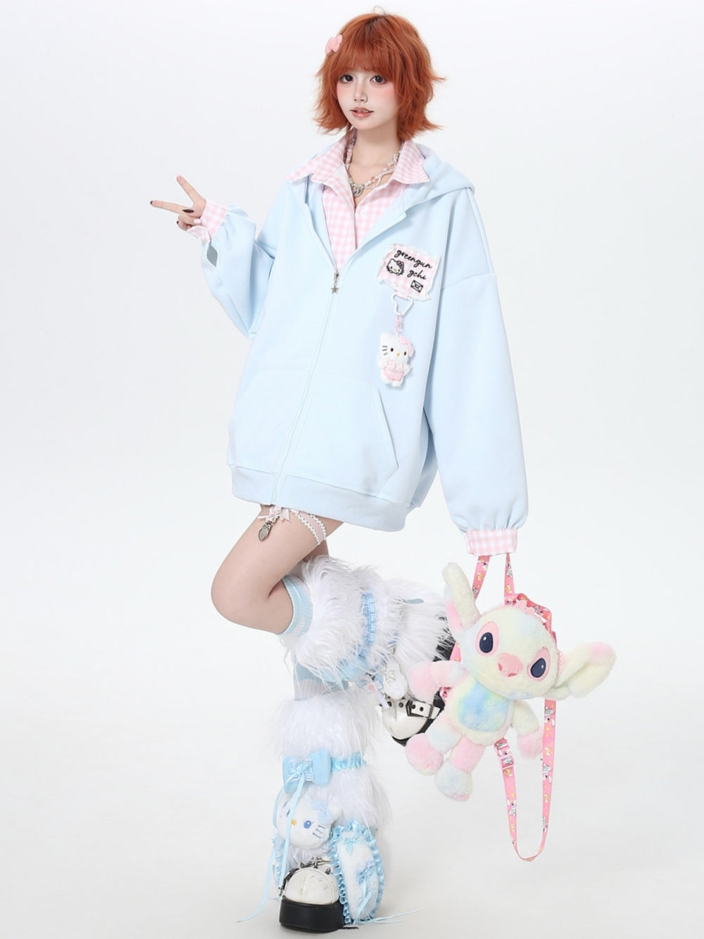 Pastel Kitten Patch Oversized Jacket