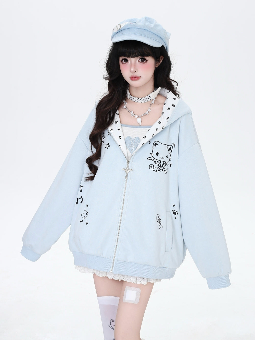 Kawaii Paw Print Cat Ear Hoodie