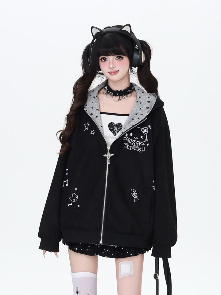 Kawaii Paw Print Cat Ear Hoodie