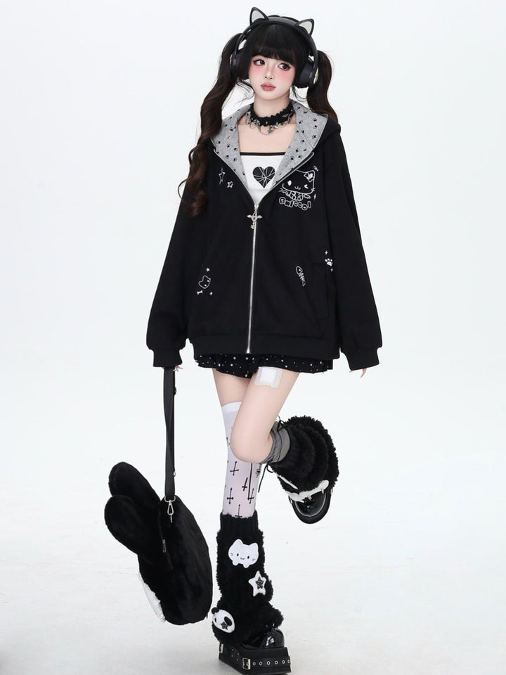 Kawaii Paw Print Cat Ear Hoodie