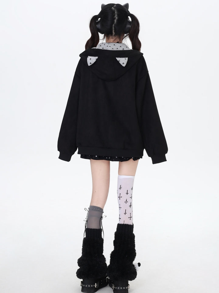 Kawaii Paw Print Cat Ear Hoodie