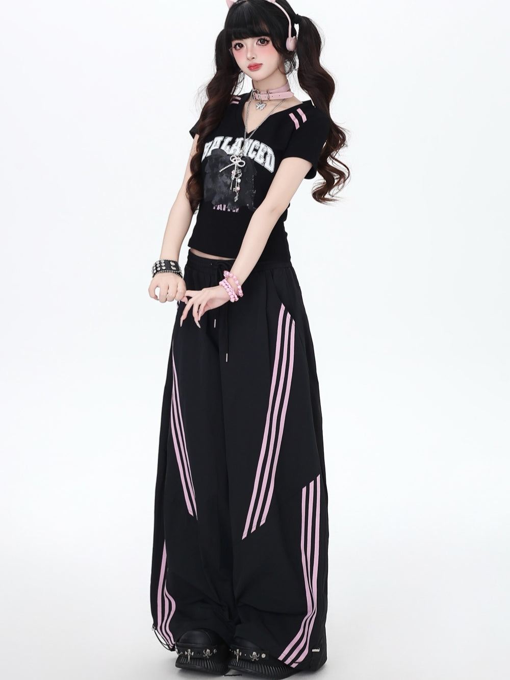 Sweet Punk Pink Striped Baggy Pants