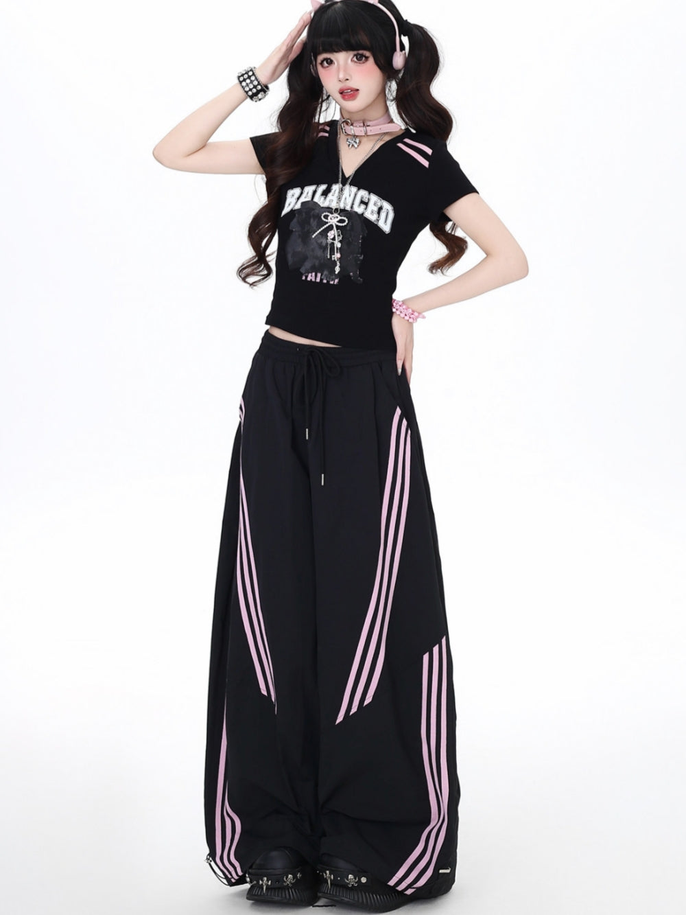 Sweet Punk Pink Striped Baggy Pants