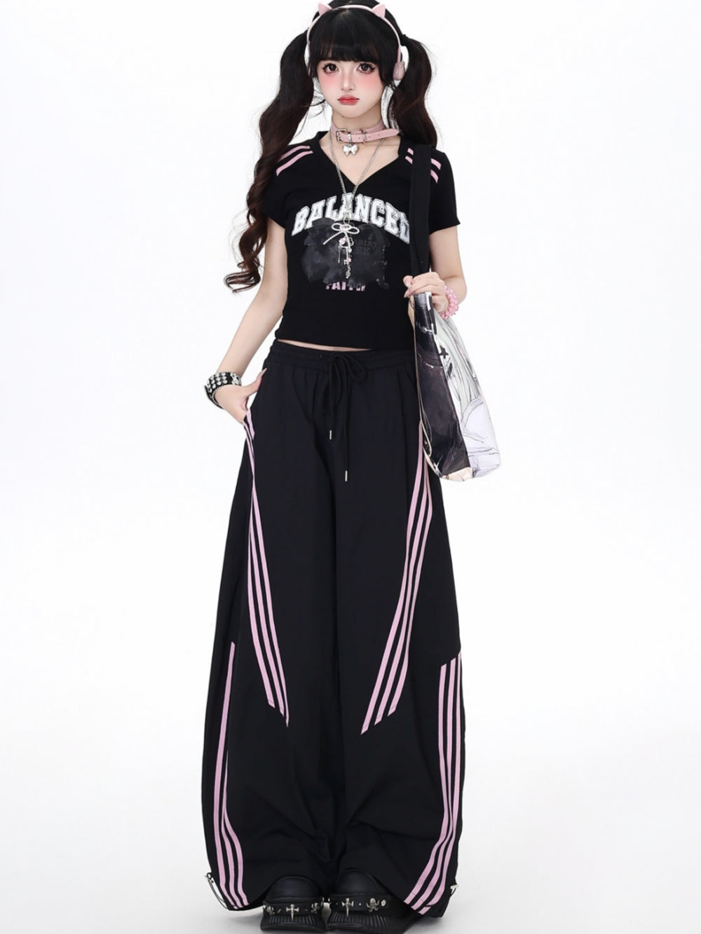 Sweet Punk Pink Striped Baggy Pants