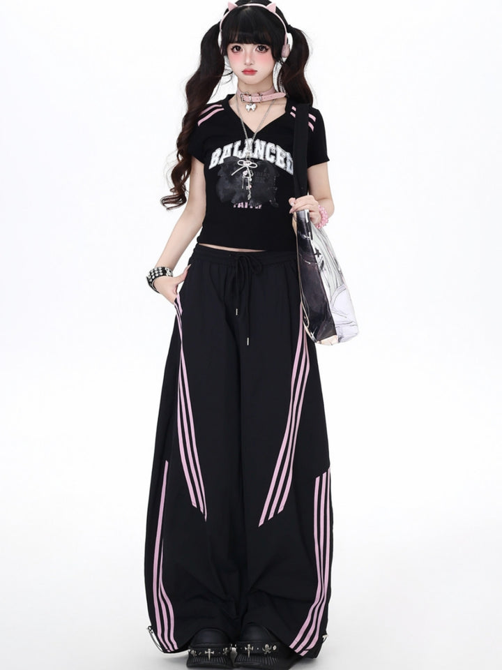 Sweet Punk Pink Striped Baggy Pants