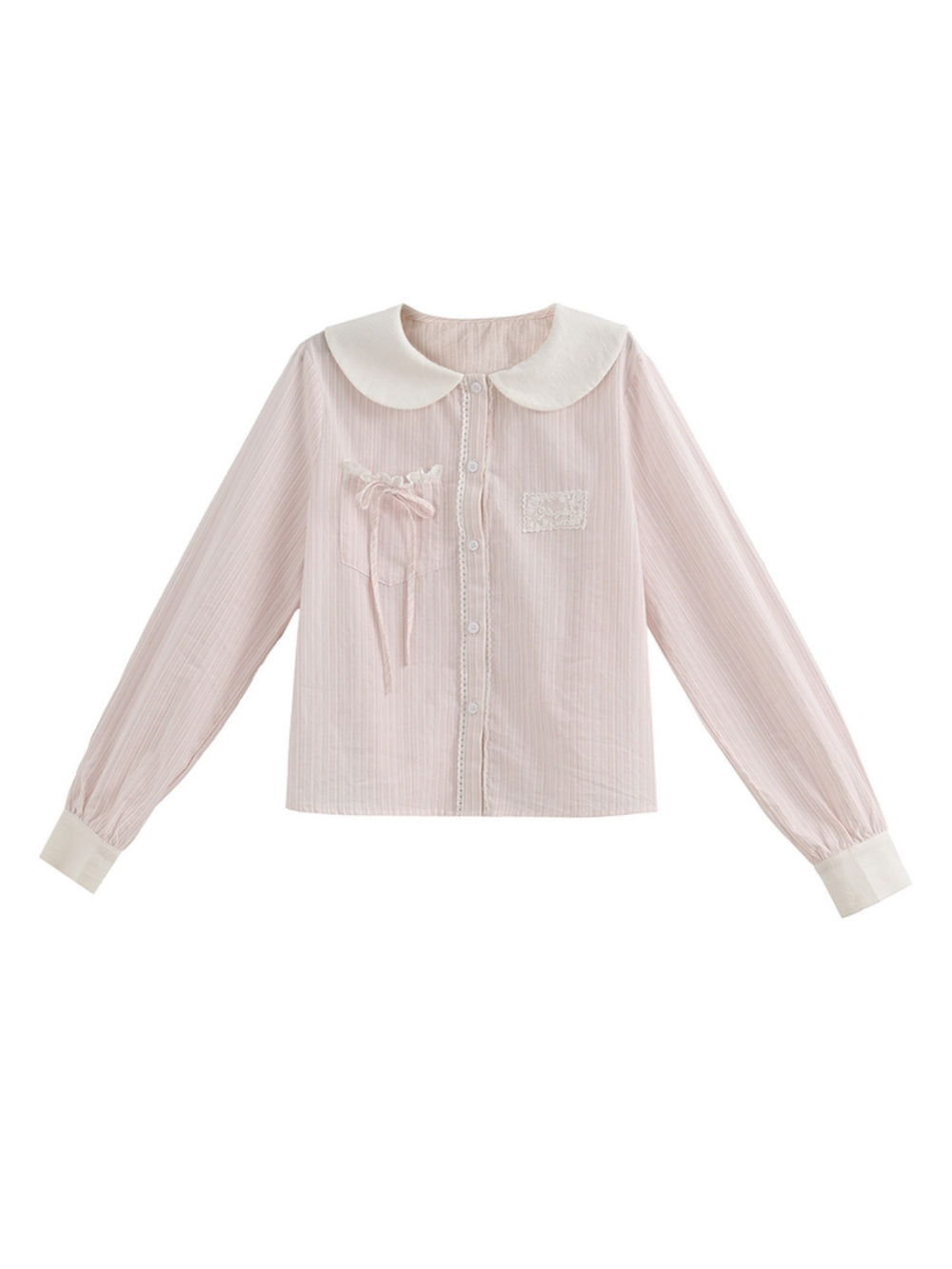 Sweet Pink Striped Peter Pan Collar Shirt