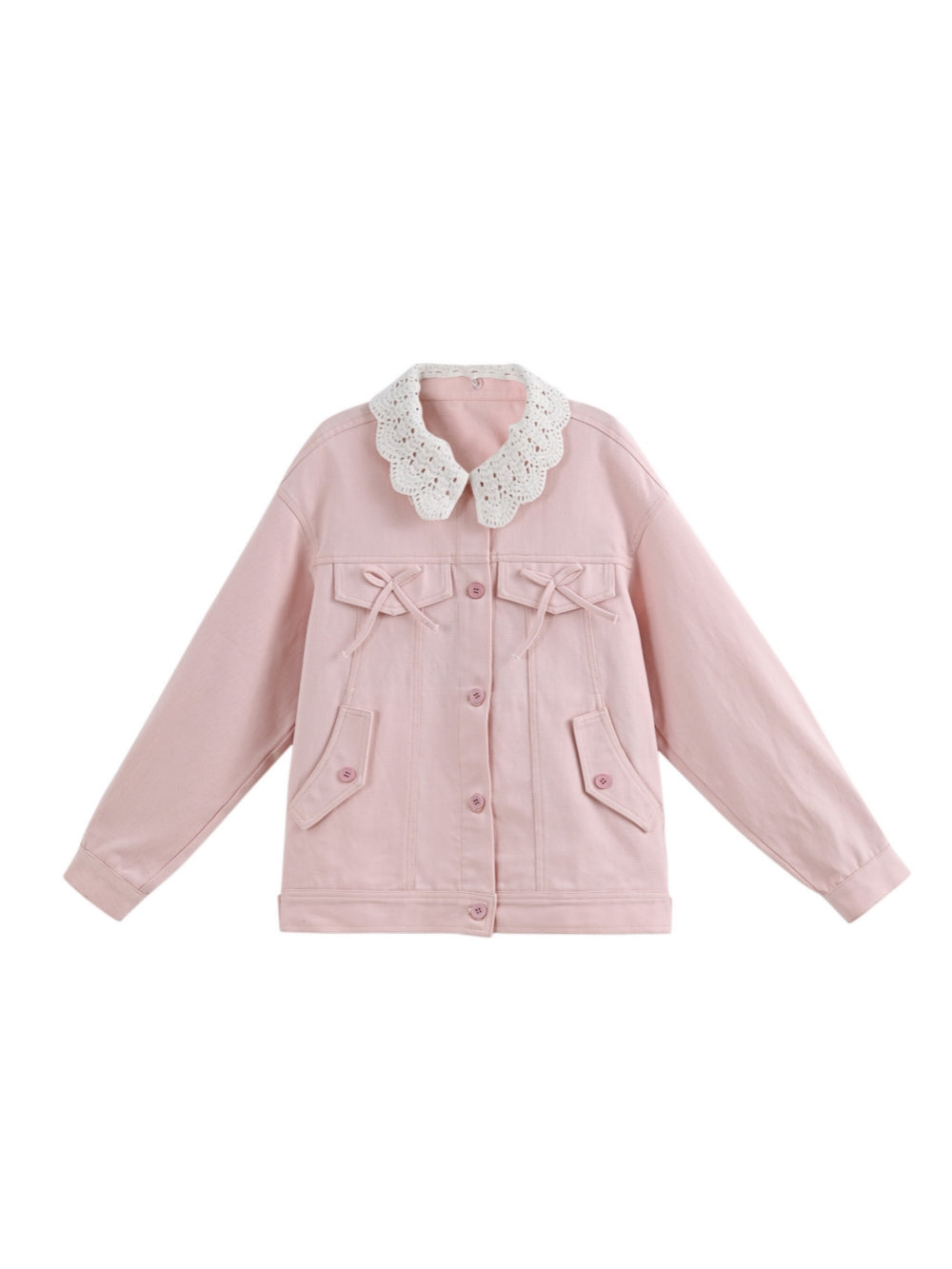 Pink Lace Collar Bow Jacket