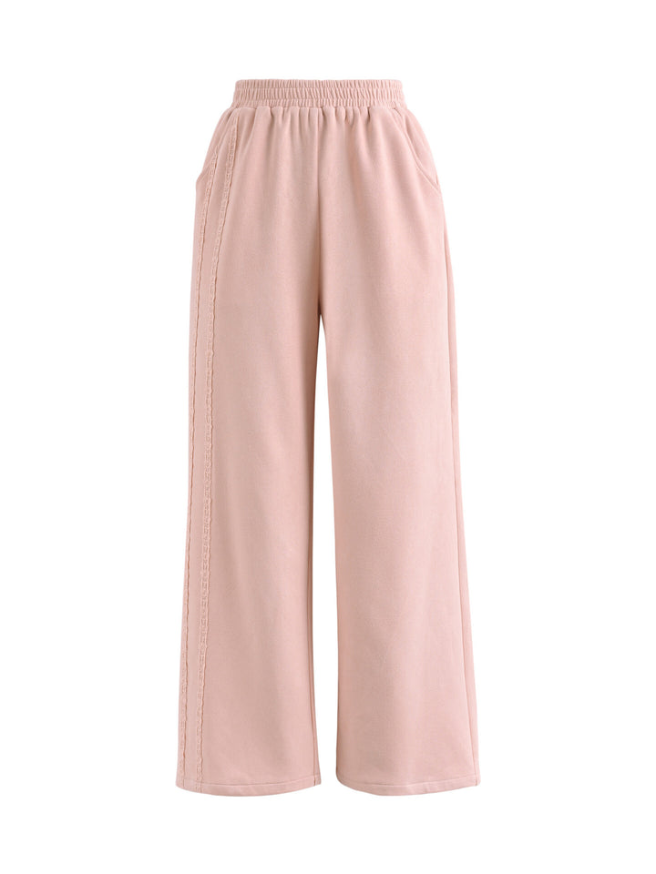 Soft Pink Lace Side Wide Sweatpants