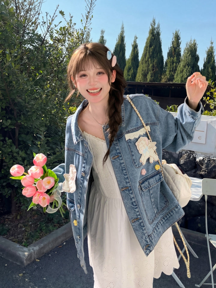 Lace Patchwork Denim Jacket