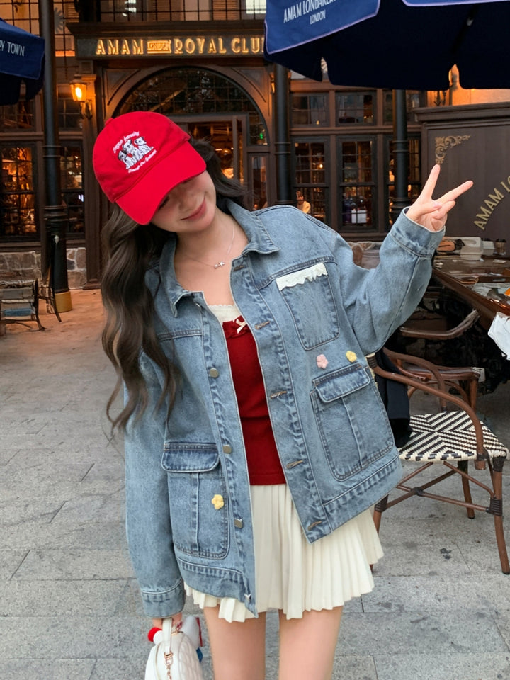 Lace Patchwork Denim Jacket