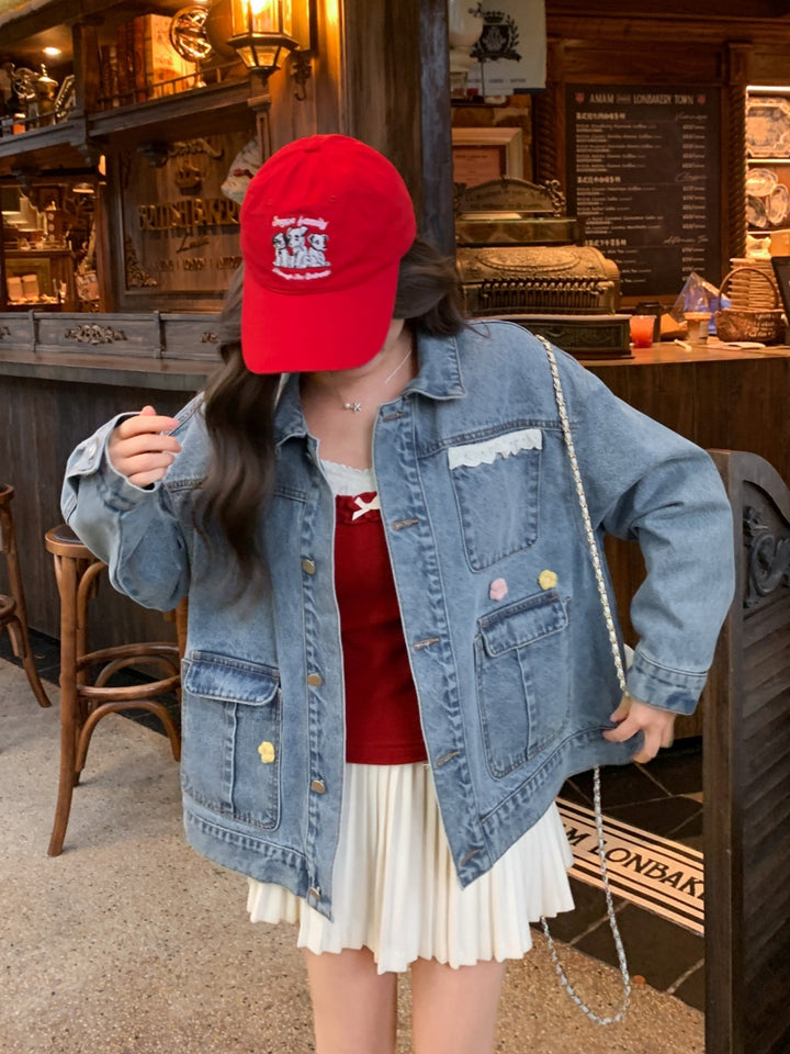 Lace Patchwork Denim Jacket