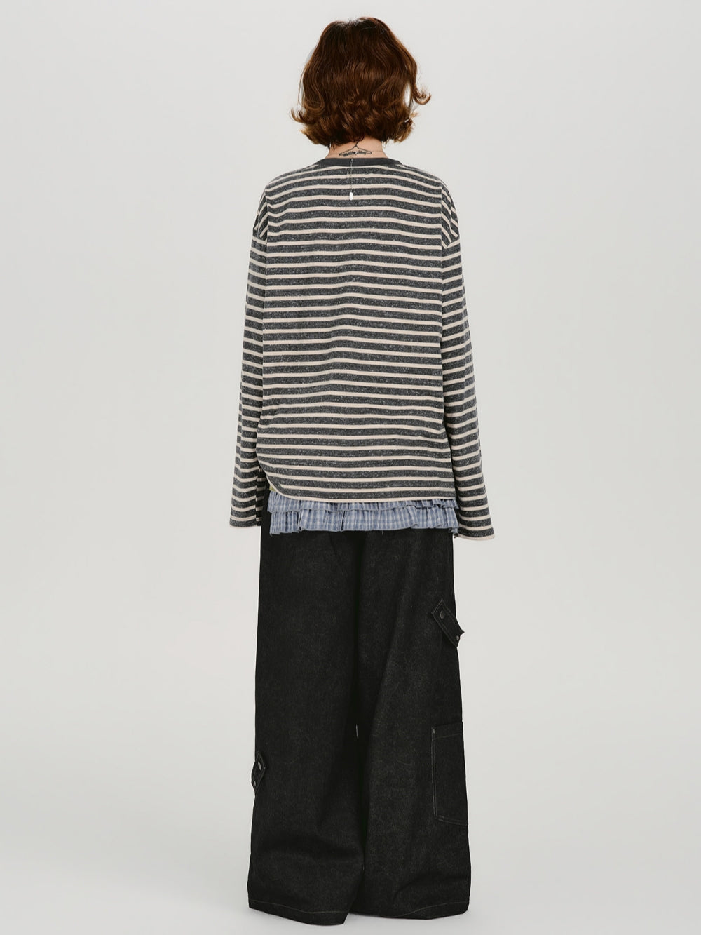 Vintage Striped Embroidered Cartoon Cat Dog Top