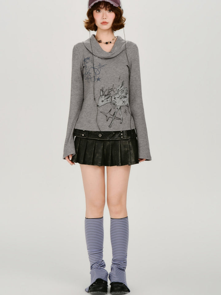 Grunge Graphic Faux Layered Star Sweatshirt