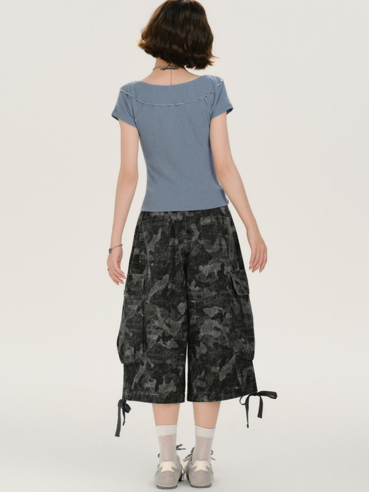 Distressed Crown Graphic Ribbed Tee