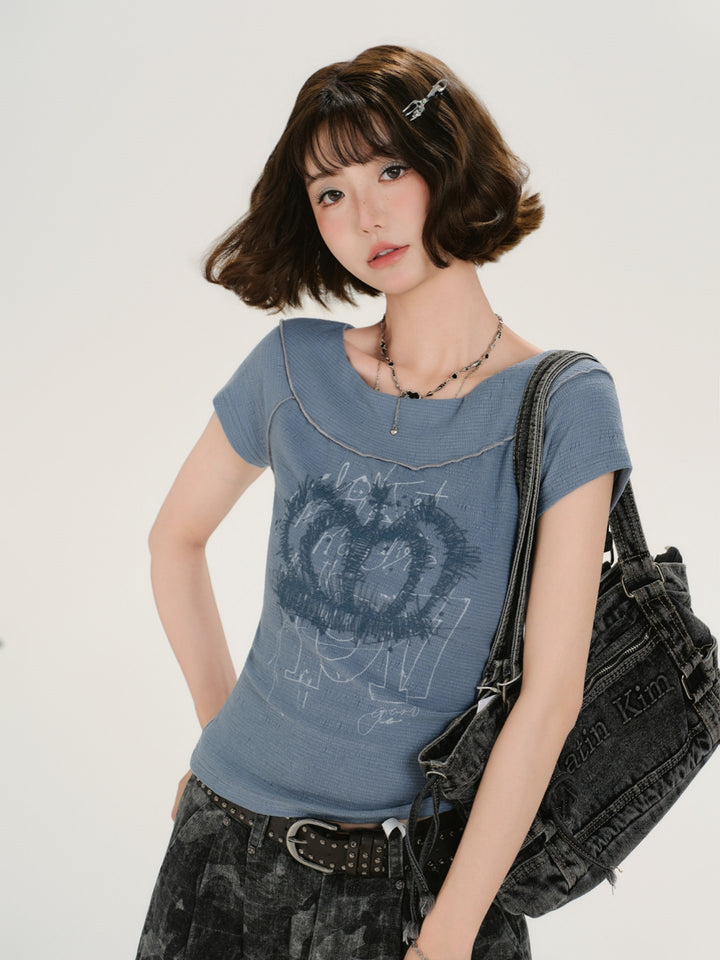 Distressed Crown Graphic Ribbed Tee