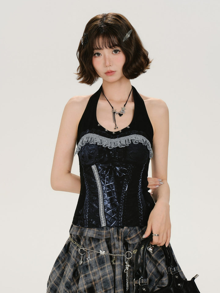 Gothic Corset Harness Halter Top