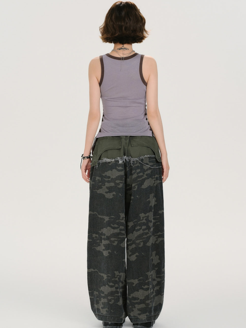Chained Graphic Side Lace-up Tank